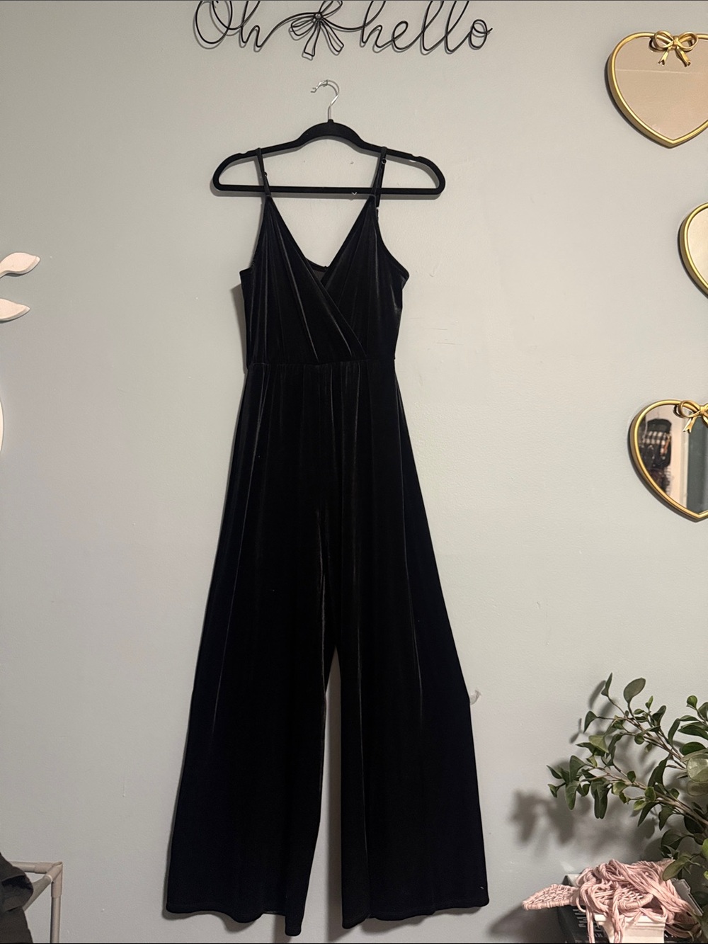 Wild Fable Black Velvet Wide-Leg Jumpsuit with Spaghetti Straps